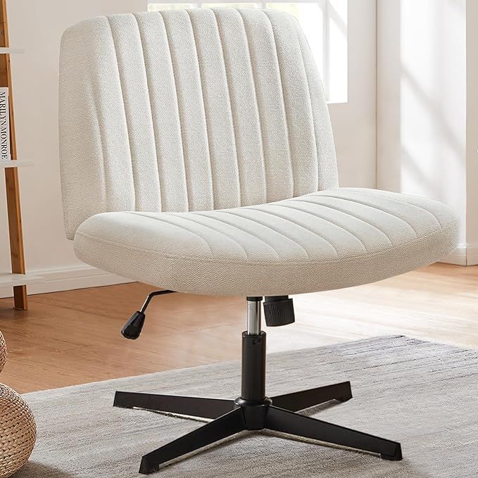 SMUG Criss Cross Legged Office Chair, Armless Swivel Wide Desk Chair No Wheels, Modern Height Adj... | Amazon (US)