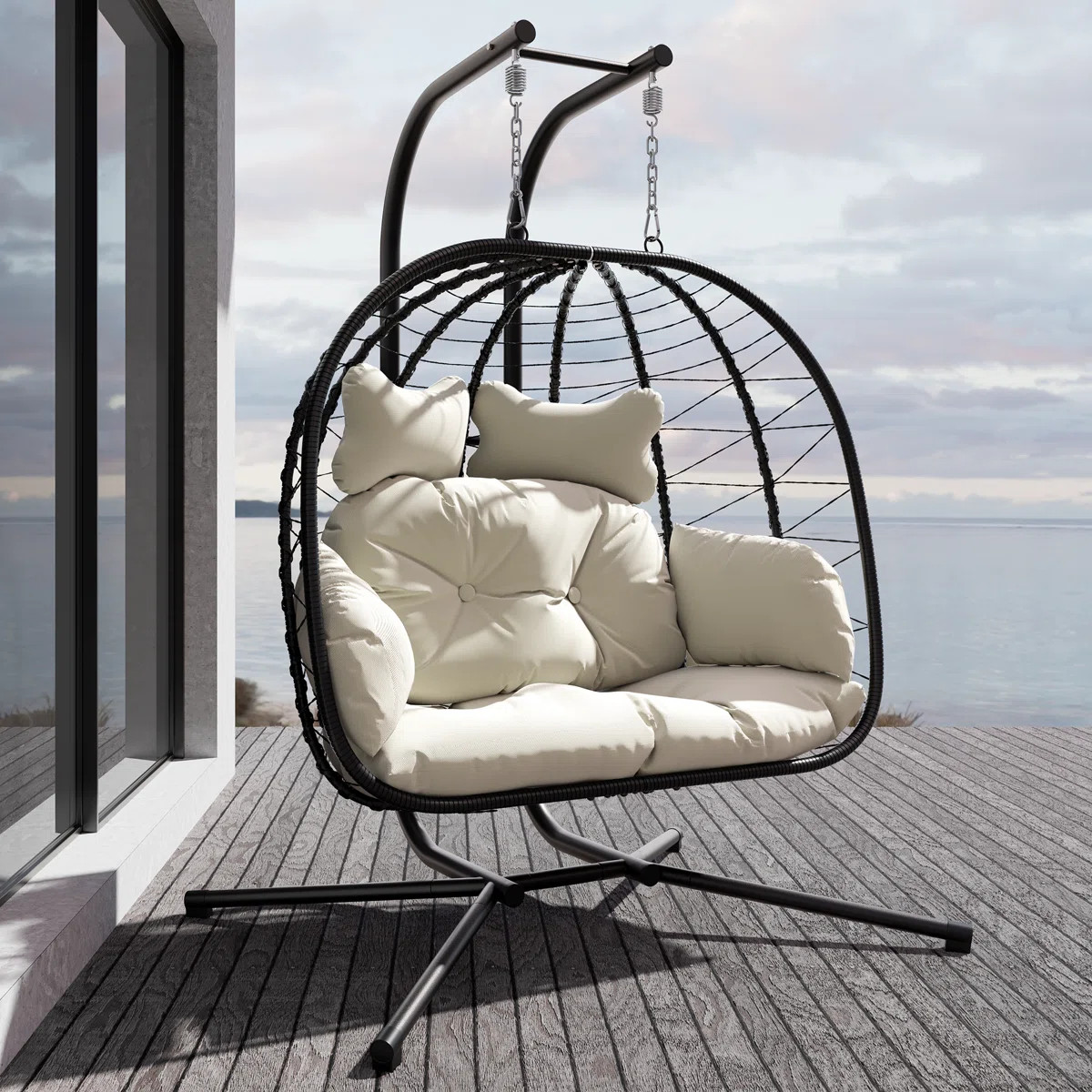 Chousein Egg Chair with Stand for 2 Person | Wayfair North America