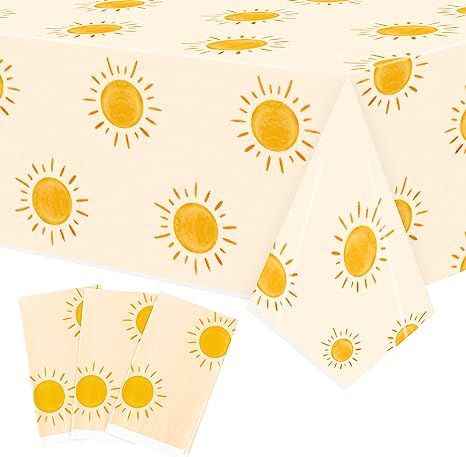 G1ngtar 3Pcs Boho Sun Birthday Party Tablecloths Boho Hippie Sunshine Disposable Plastic Wate... | Amazon (US)