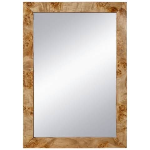 39.8"H x 28"W Burl Wood Wall Mirror with Brown Rectangle Frame - #5655D | Lamps Plus | Lamps Plus