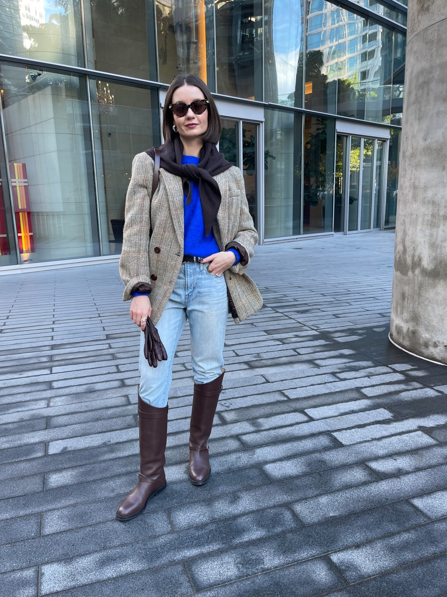 Went for a Ralph Lauren equestrian chic vibe today!

Blazer (s, Sansha15), light wash jeans, riding boots, blue cashmere sweater (s), triangle scarff

#LTKSeasonal #LTKdayinmylife #LTKootd