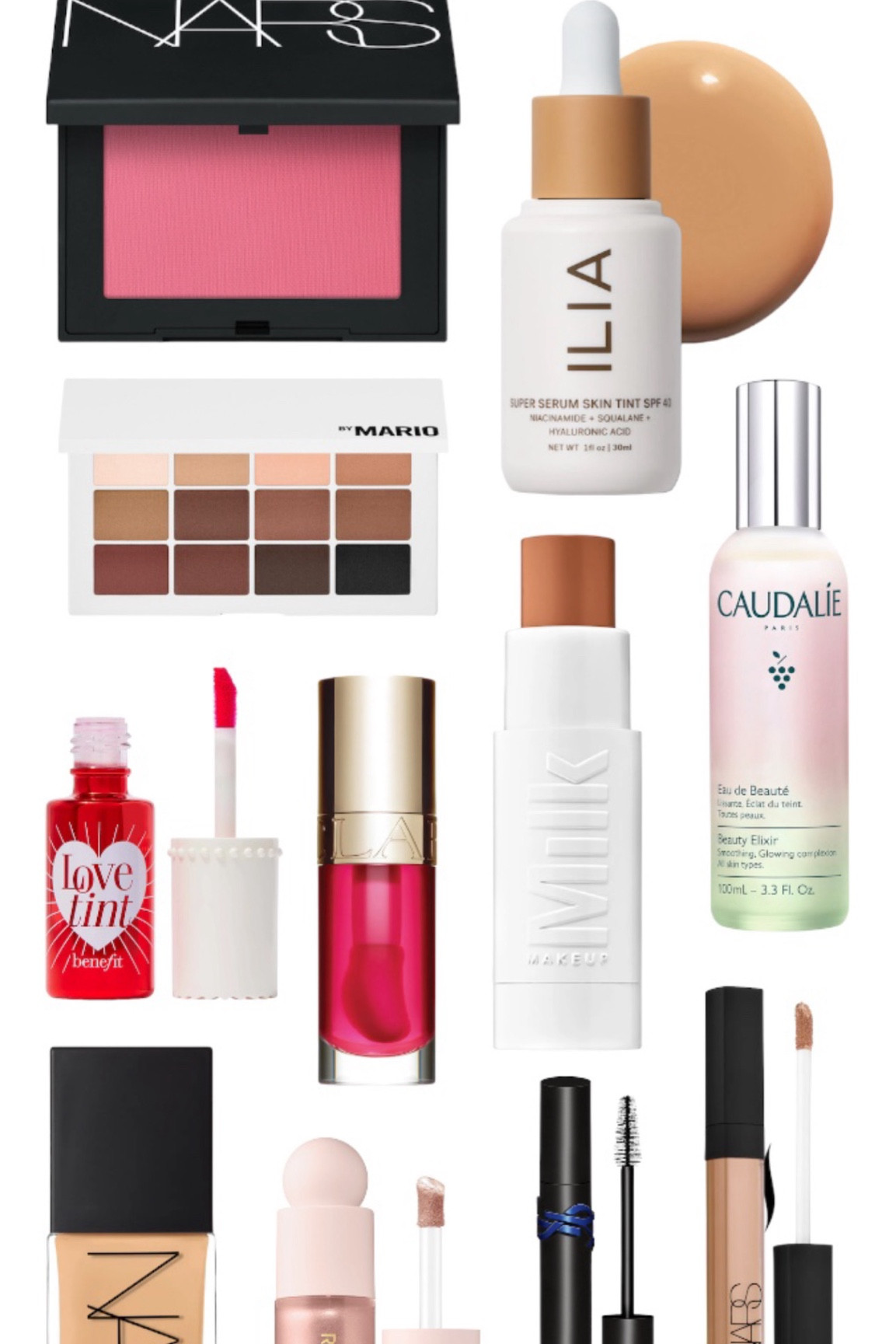 Every day makeup bag cult favorite essentials! 

Foundation:
ALL TIME FAVE: 
Nars Lighting Reflecting (Punjab or Patagonia) 

FAVE LIGHT COVERAGE: 
ilia super serum skin tint (Diaz or Ora)

Highlighter:
Rare beauty (Mesmerize) 

Concealer:
ALL TIME FAVE:
Nars Creamy Concealer (Nougatine) 

FAVE FULL COVERAGE
Tarte Shape Tape (light medium) 

Lip:
Liner - Mac Lip Liner (Soar)
Oil - Clarins (Pitaya) 
Tint - Benefit Cheek and Lip Stain (love tint)
Mask/Hydration - Laneige (berry)

Blush:
Powder: Nars (Orgasm X)

Mascara:
YSL Lash Clash 

Brows:
Anastasia Brow Freeze  

Bronzer:
Contour - Milk makeup flex foundation stick (maple) 
Powder: YSL All Hours Hyper Bronze 

Shadow: Make-up By Mario (master mattes) 

#LTKFindsUnder100 #LTKBeauty #LTKFindsUnder50