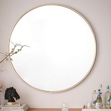 Metal Frame Oversized Round Mirror - 48" | West Elm (US)