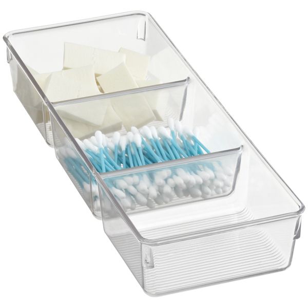 iDESIGN Linus 3-Section Tray Clear | The Container Store