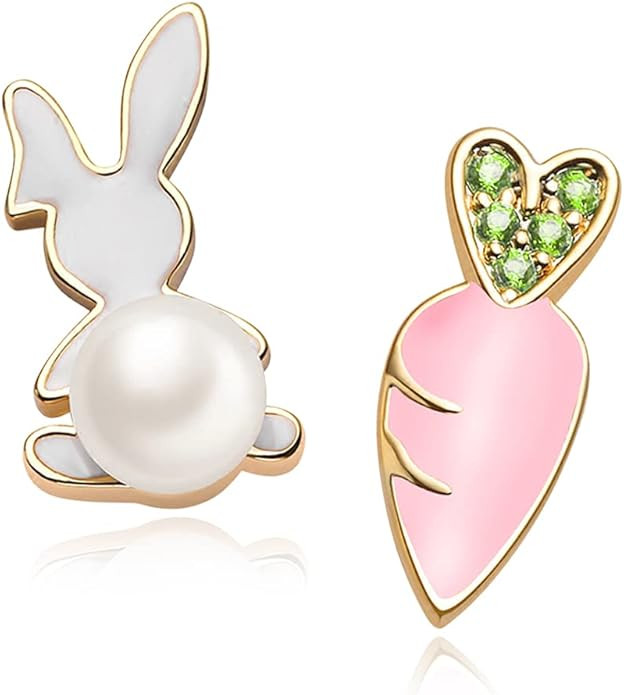 MUYAN Cute Small Easter Bunny Earrings for Women Carrot Rabbit Easter Studs Holiday Jewelry | Amazon (US)