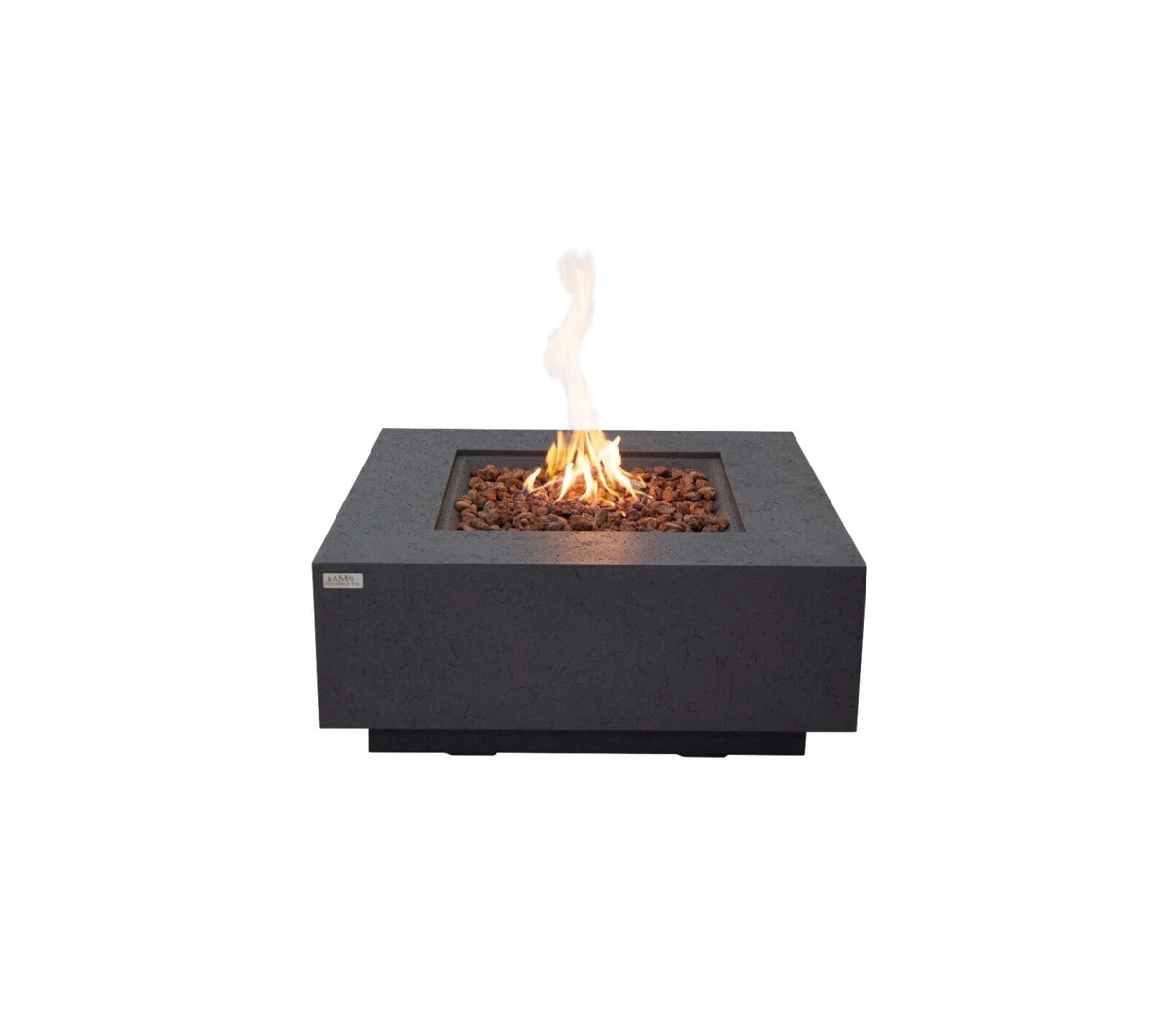 Brooklyn 40" W x 17" H Square Travertine Outdoor Fire Pit Table with Lava Rocks & Cover | Wayfair North America
