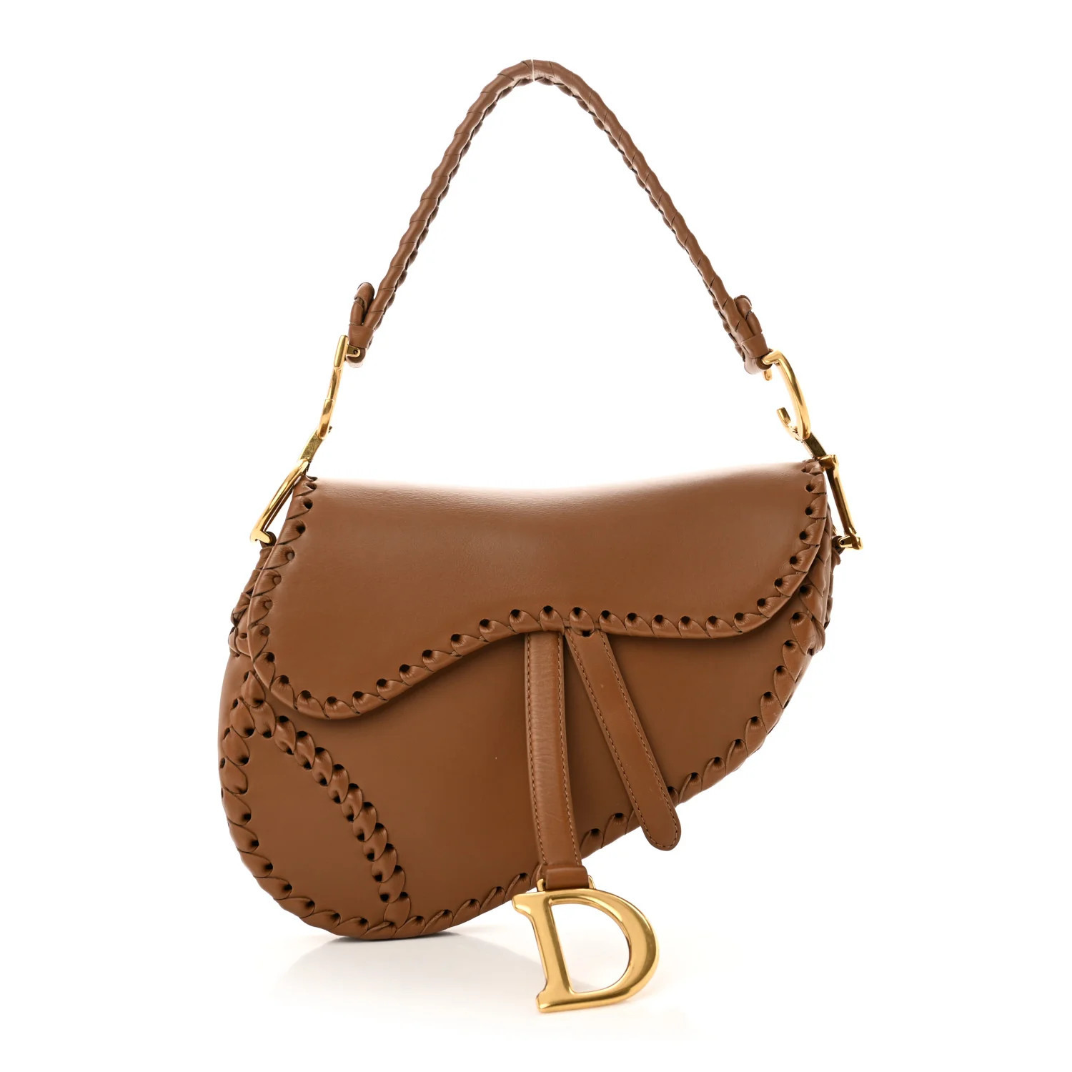 Christian Dior Calfskin Whipstitch Saddle Bag Brown 1724644 | FASHIONPHILE (US)