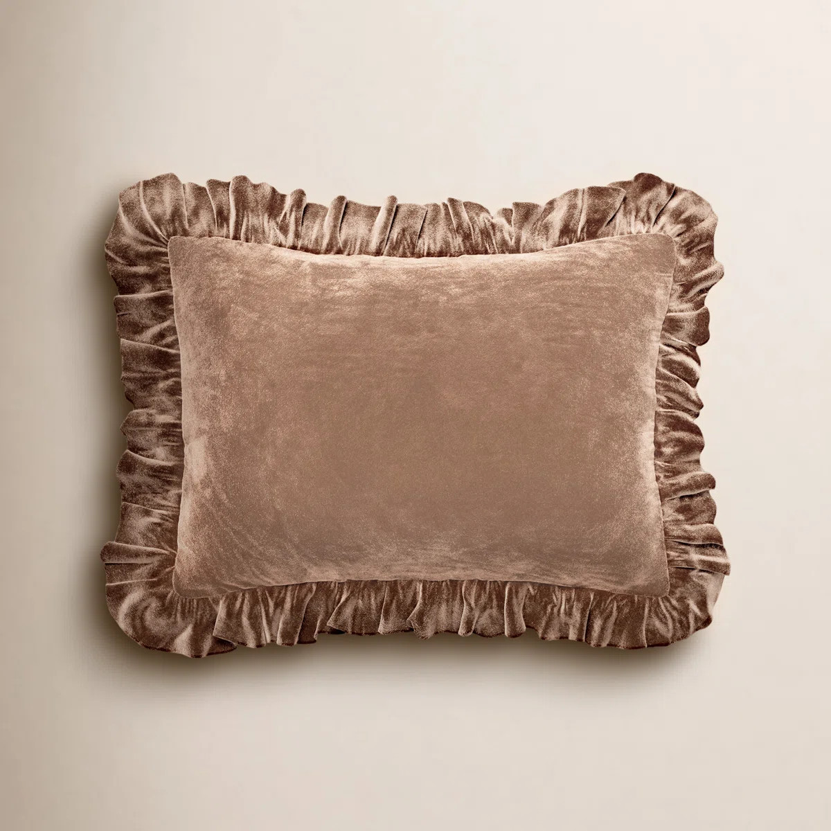 Stella Solid Faux Silk Velvet Ruffled Romantic Western 16x21 inch Oblong Pillow | Wayfair North America