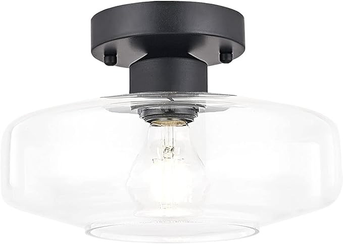 TeHenoo Semi Flush Mount Light, 10.24 Inch Clear Glass Shade, TeBara Close to Ceiling Light Fixtu... | Amazon (US)