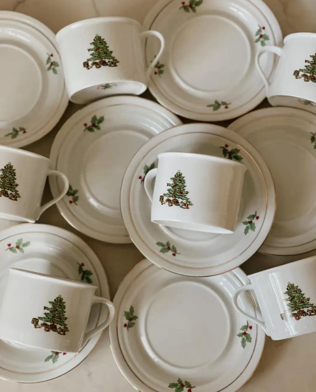 set of 6- vintage Holiday hostess Flat cup espresso coffee/ tea mug and saucer with gold band tri... | Etsy (US)