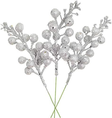Lvydec 16pcs Christmas Glitter Berries Stems, 7.8" Artificial Christmas Picks for Christmas Tree ... | Amazon (US)
