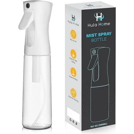 Hula Home Spray Bottle for Hair (10.1oz/300ml) Continuous Mist Empty Ultra Fine Plastic Water Sprayer – For Hairstyling Cleaning Salons Plants Essential Oil Scents & More - White | Walmart (US)