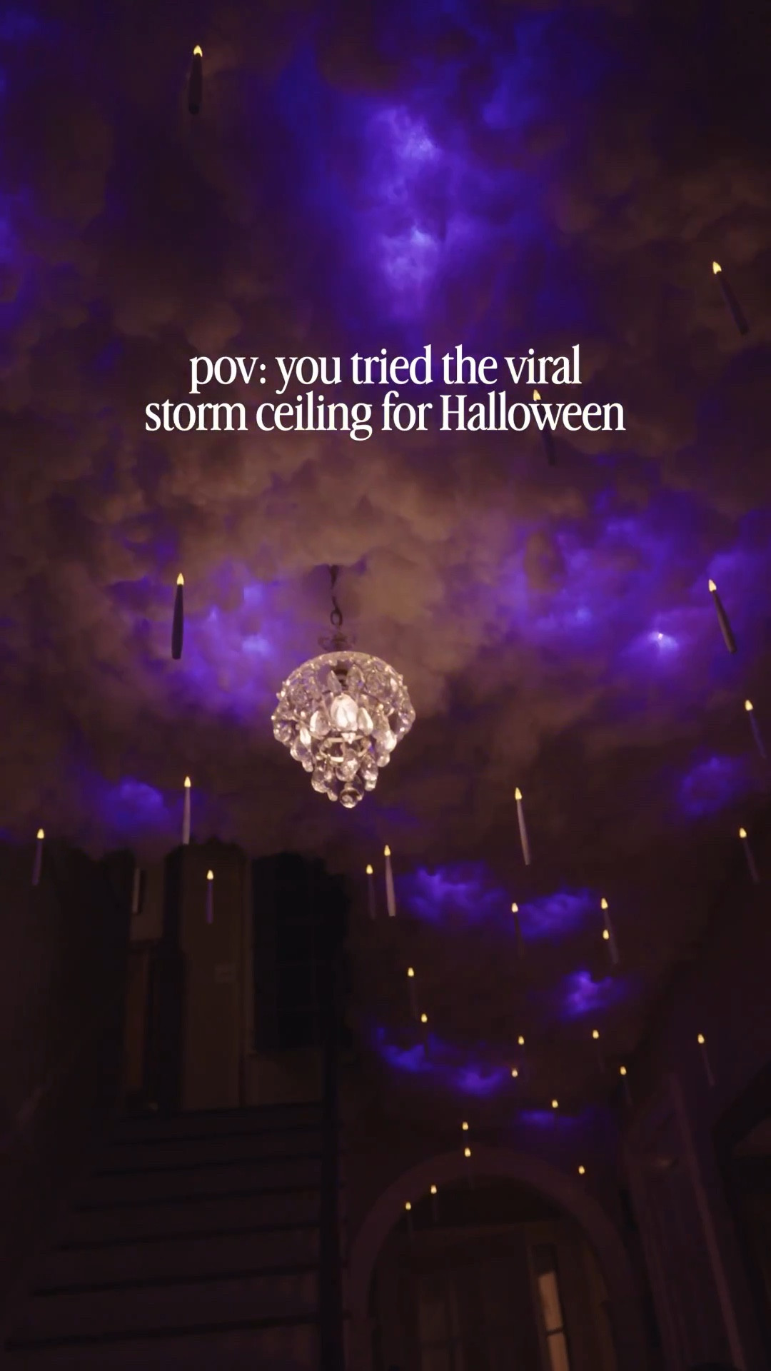 ✨ Four extra-large bags of poly-fill, two cans of spray glue, two bedsheets, LED lights, floating candles, and some fishing line later… here’s the result 😜