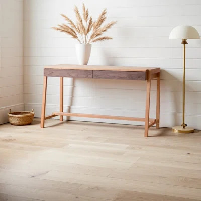 Cherry wood double drawer modern solid wood desk | Wayfair North America