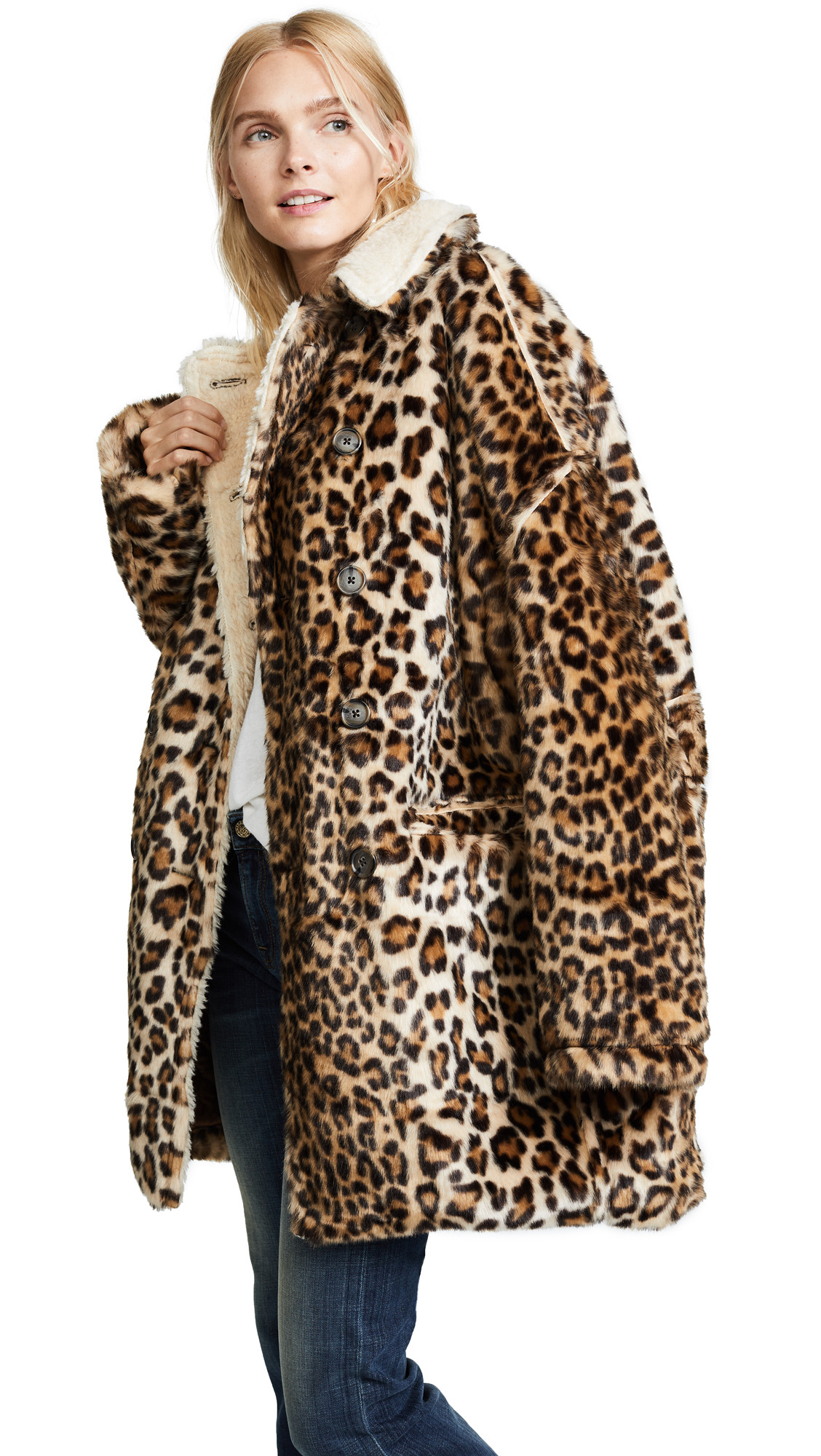 R13 Leopard Hunting Faux Fur Coat | Shopbop