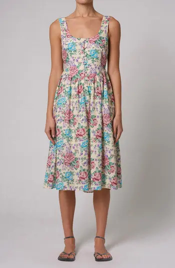 Leonie Rosette Print Sleeveless Midi Dress | Nordstrom