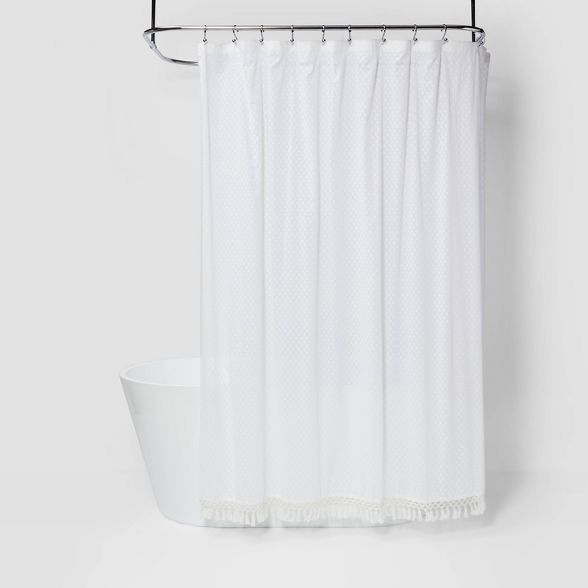 Textured Dot Fringed Shower Curtain - Opalhouse™ | Target