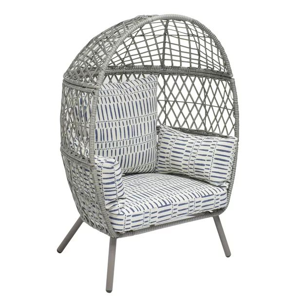Better Homes & Gardens Kid's Ventura Outdoor Stationary Woven Egg Chair, Gray | Walmart (US)