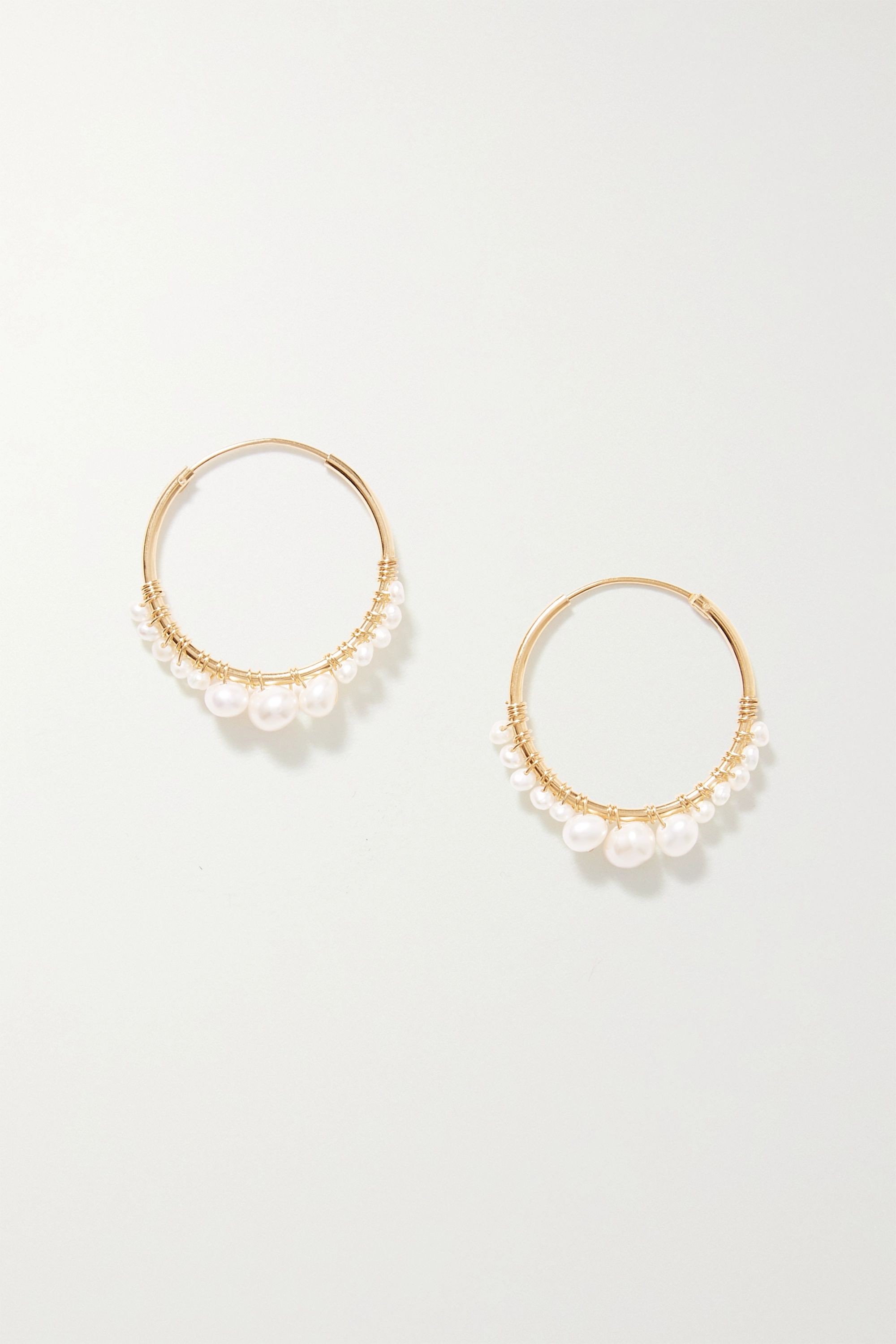 Gold-plated pearl hoop earrings | NET-A-PORTER (US)