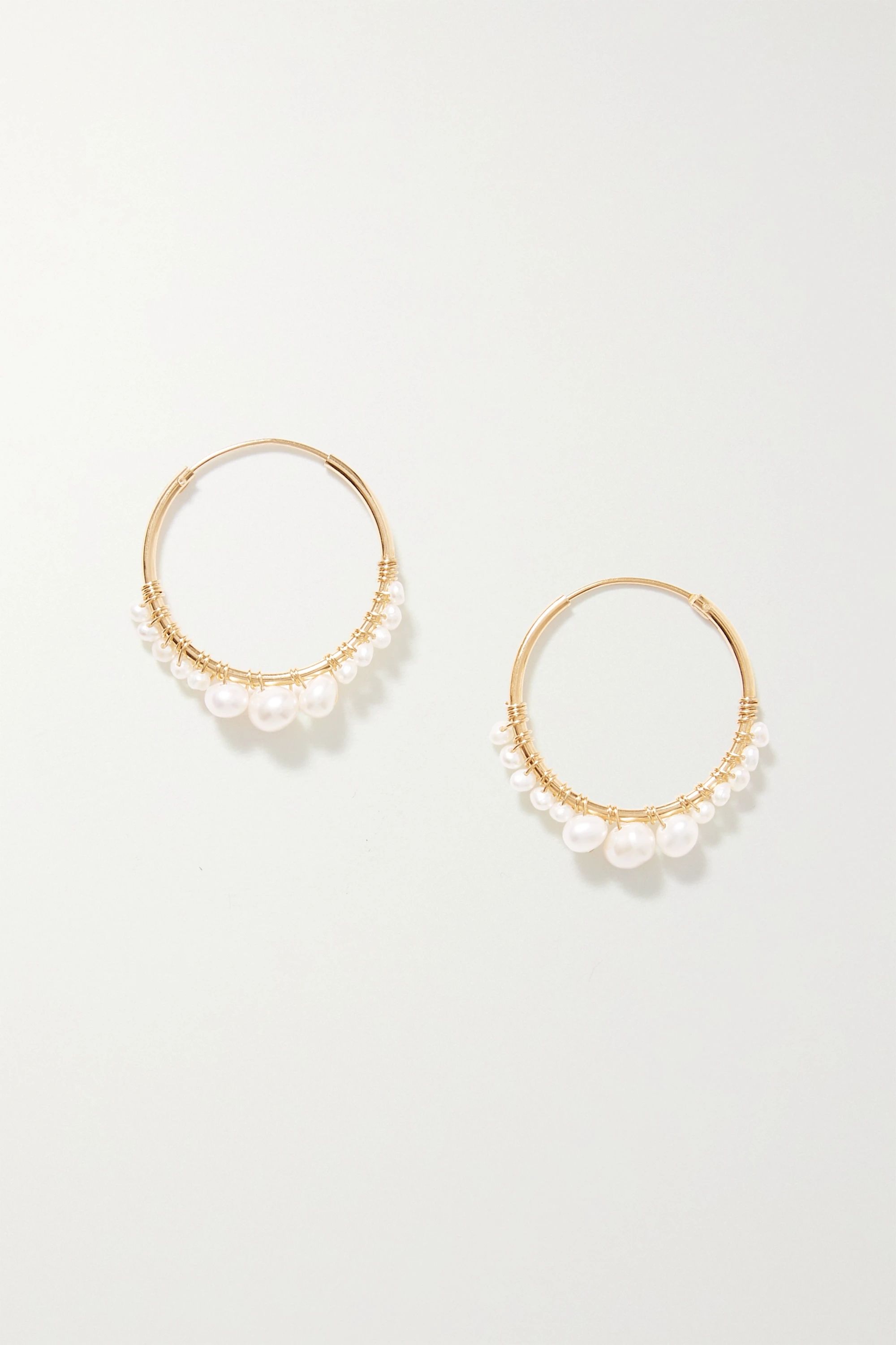 Gold-plated pearl hoop earrings | NET-A-PORTER (US)