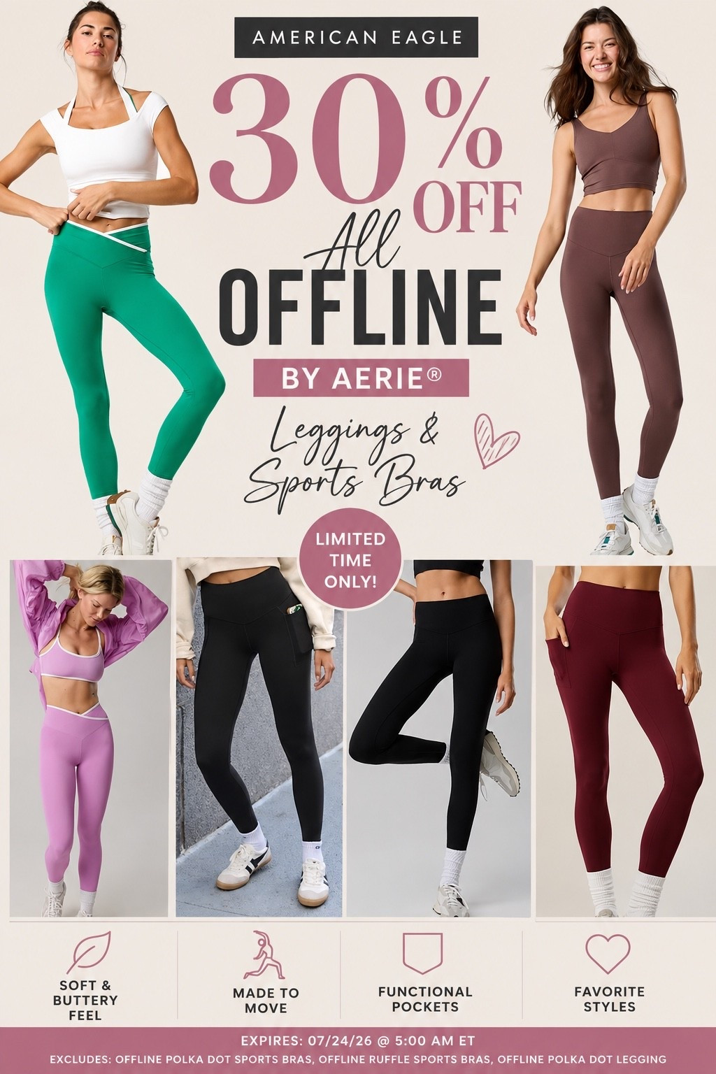 🏃‍♀️ The Aerie OFFLINE sale is too good to miss! 🤍
Stock up on the leggings and sports bras everyone loves—now 30% OFF for a limited time! From buttery-soft everyday leggings to supportive sports bras you'll actually want to wear, these are some of my favorite activewear finds. Grab your favorites before the sale ends! ✨
🛍️ Sale ends 7/24 at 5:00 AM ET.
#LTK #LTKActive #LTKFitness #Aerie #AmericanEagle #AerieOffline #Activewear #Leggings #SportsBra #WorkoutStyle #Athleisure #SaleAlert #BackToSchoolStyle #ShopTheSale #LTKFinds