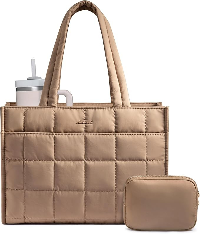 LOVEVOOK Tote Bag for Women, Puffer Work Handbag 15.6 Inch Laptop Purse for Nurse Teacher, Large ... | Amazon (US)