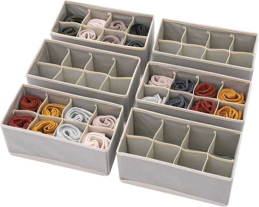 DIOMMELL Set of 6 Foldable Cloth Storage Box Closet Dresser Drawer Organizer Fabric Baskets Bins ... | Amazon (US)