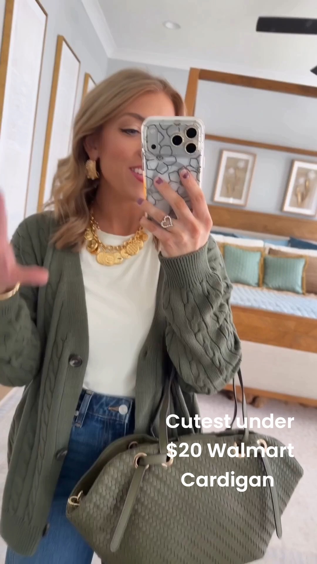 The Walmart fashion new arrivals are SO good right now! 😍 This olive cable knit cardigan is such an elevated layering piece for fall, and I love it paired with a simple white tee and these statement cuff jeans. Add ankle boots, gold jewelry, and this gorgeous coordinating handbag for an easy polished fall outfit! Everything looks so much more expensive than it is. 🙌🏼✨

#WalmartFashion #WalmartFinds #WalmartStyle #WalmartNewArrivals #FallFashion #FallOutfit #AffordableFashion #CardiganOutfit #WalmartOutfit #AffordableStyle #DenimStyle #EverydayStyle

#LTKootd #LTKPetite