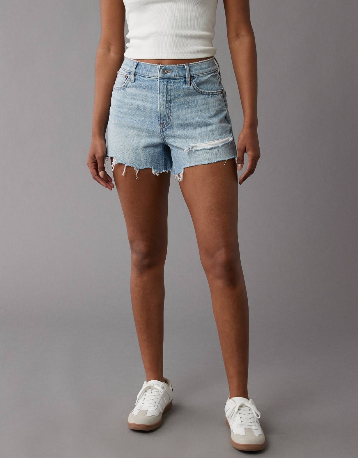 AE Strigid Super High-Waisted Relaxed Ripped Denim Short | American Eagle Outfitters (US & CA)