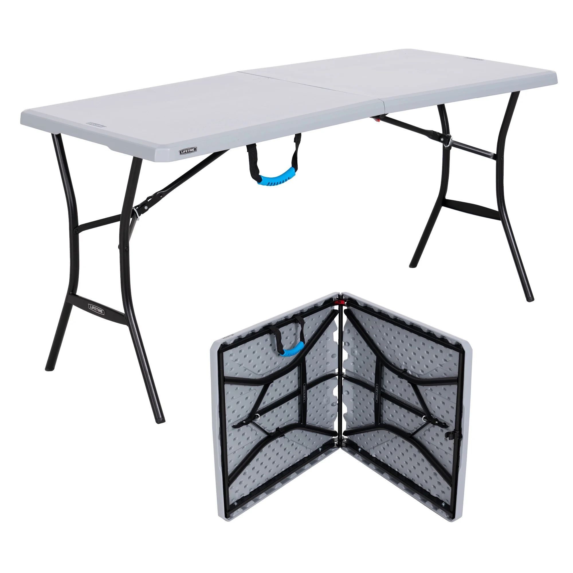 Lifetime 5 Foot Rectangle Fold-in-Half Table, Indoor/Outdoor Essential, Gray, 60.3" x 25.5" (8086... | Walmart (US)