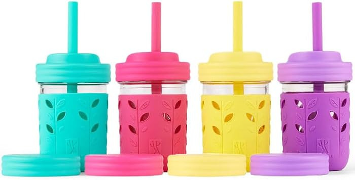 Elk and Friends Kids + Toddler Glass Cups | The Original 8oz Glass Mason Jar with Sleeves + Lids ... | Amazon (US)