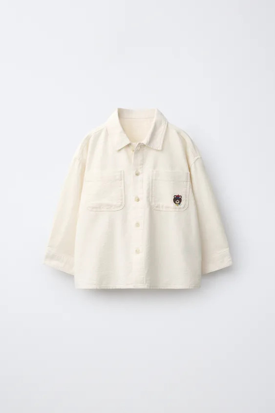CORDUROY BEAR EMBROIDERY SHIRT | Zara US