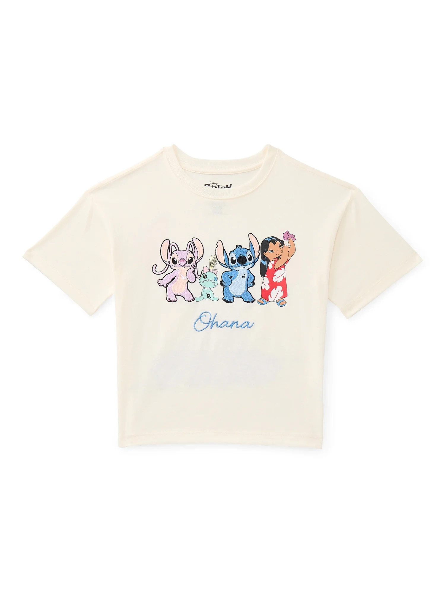 Lilo & Stitch Girls Embroidered Graphic Tee with Short Sleeves, Sizes 4-16 | Walmart (US)