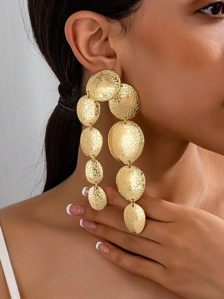 1 Pair Oversized Exaggerated Round Cracked Patchwork Earrings, Fashion Street Style For Women | SHEIN