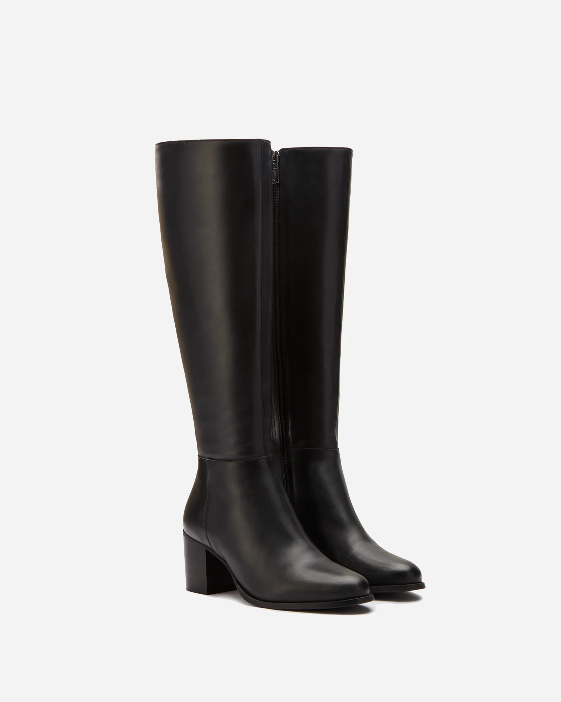 Dalia Tall Knee High Boots in Black Leather | DuoBoots