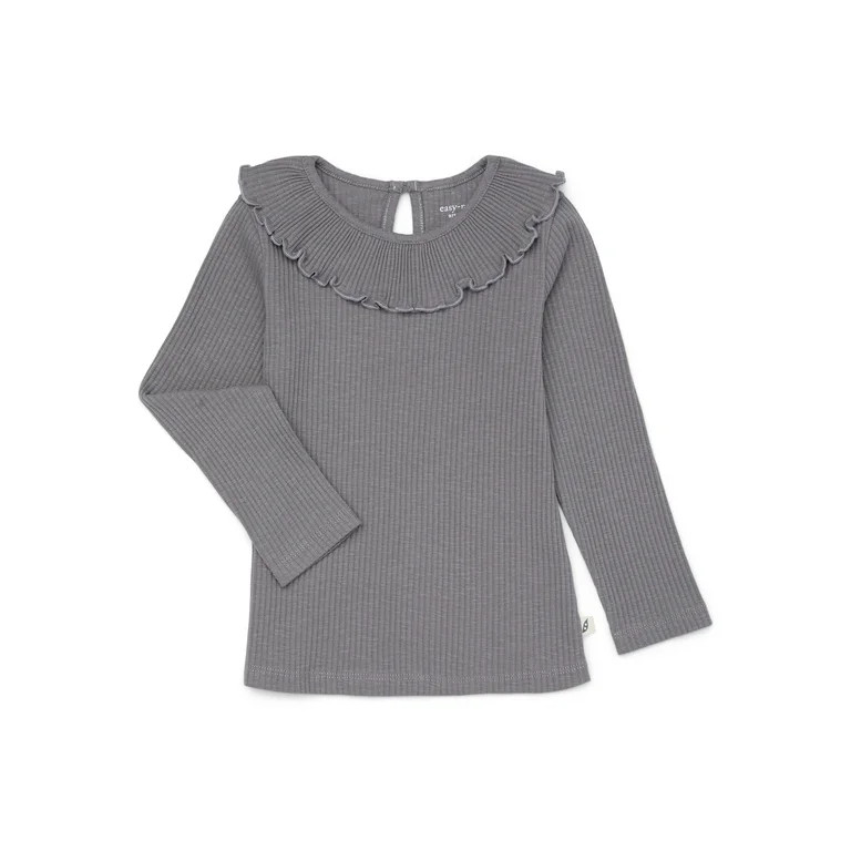 easy-peasy Toddler Girl Long Sleeve Rib Ruffle T-Shirt, Sizes 18M-5T | Walmart (US)