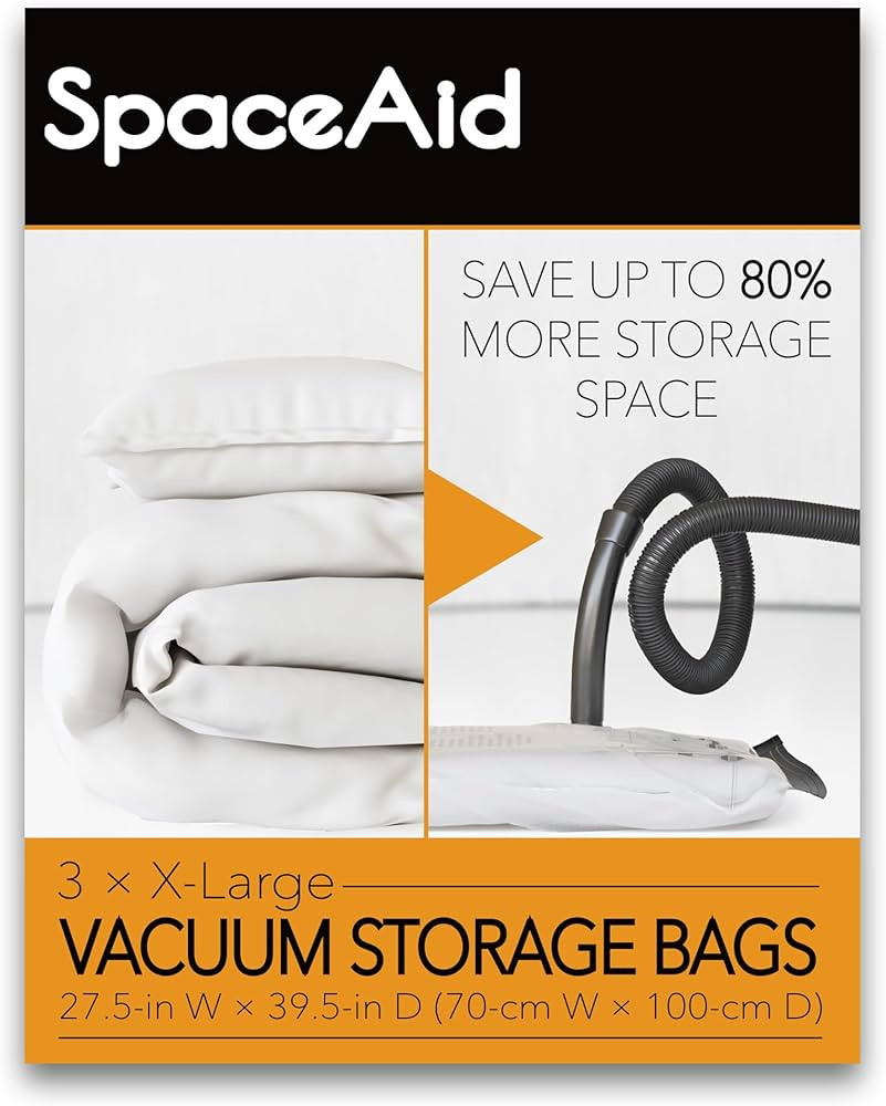 SpaceAid Jumbo Vacuum Storage Bags, Space Saver Sealer Compression Bags for Comforters, Blankets,... | Amazon (US)