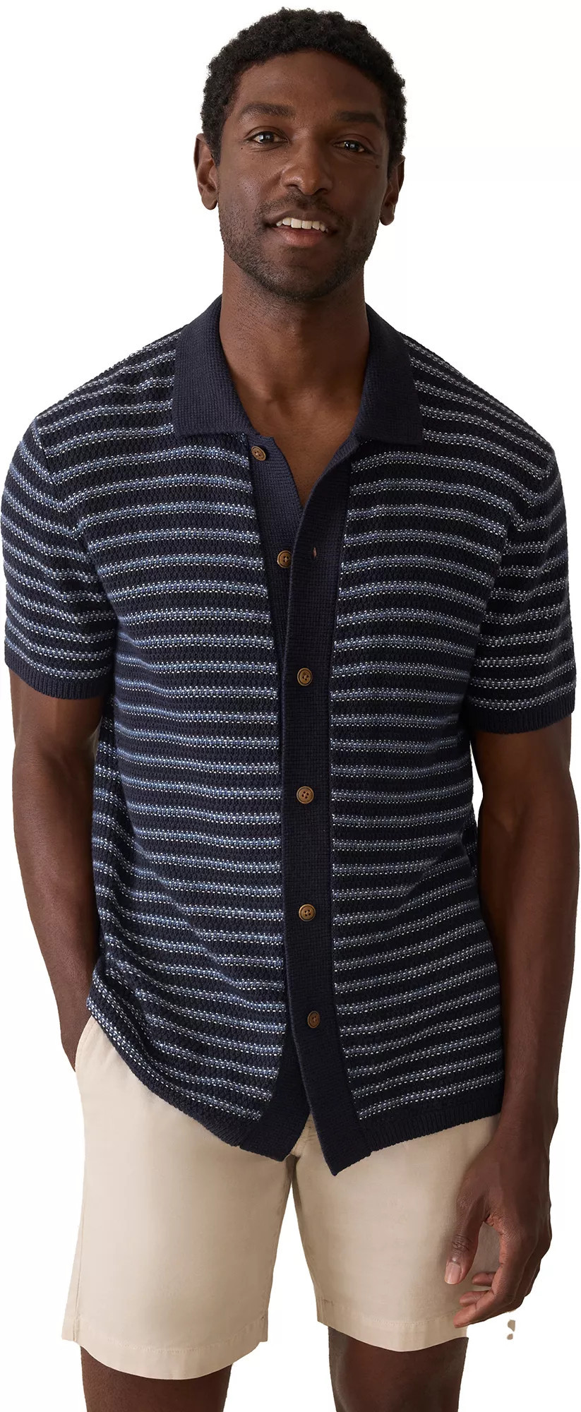 Faherty Men's Sweater Short Sleeve Shirt, Large, Northern Depths Stripe | DICK'S Sporting Goods