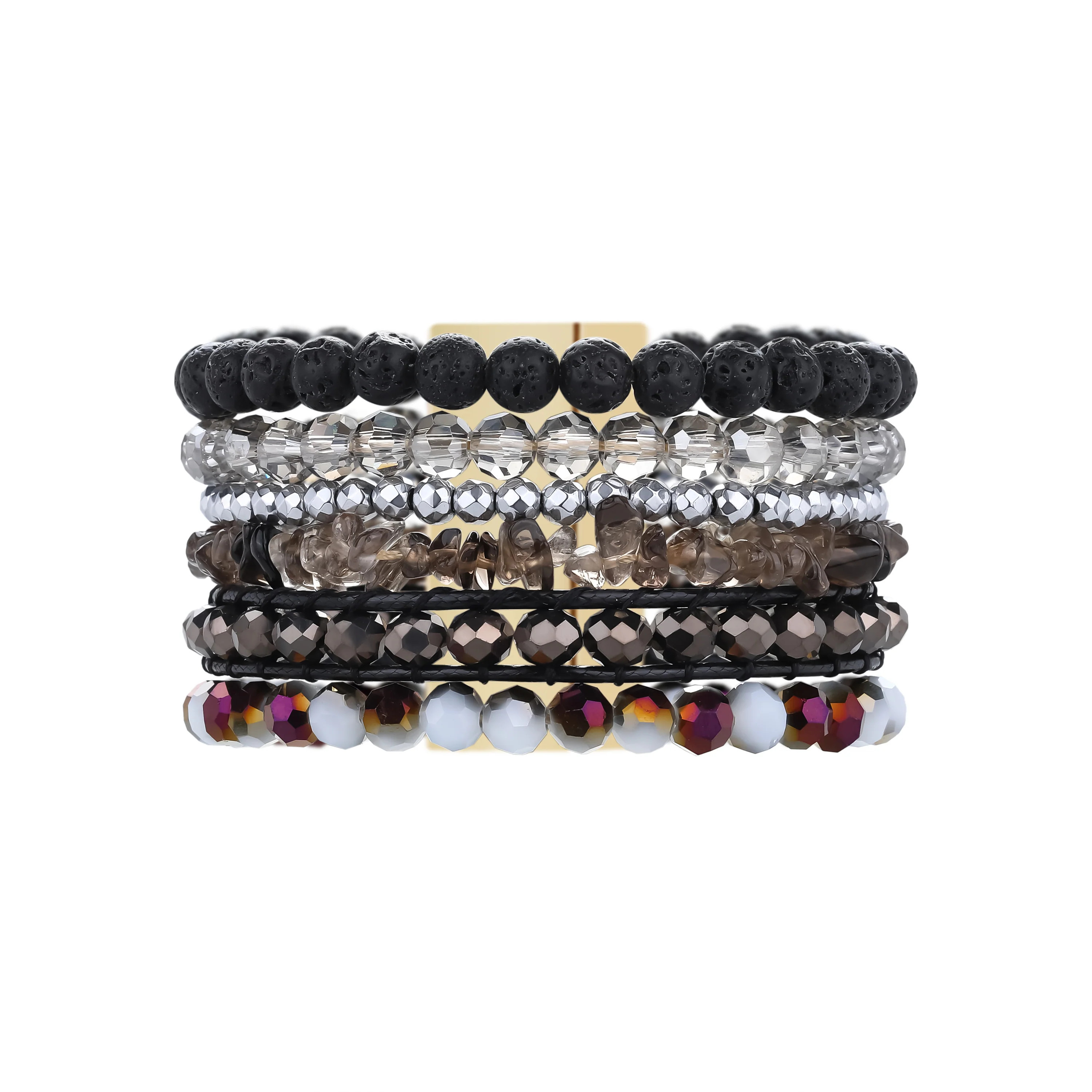 Black Beach Cuff - Victoria Emerson Bracelet Beaded Bracelet Stack  | Victoria Emerson