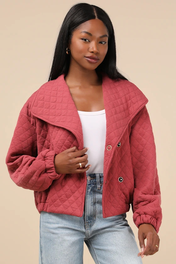Layered Charisma Rusty Rose Collared Quilted Jacket
            Lulus
         $69
        Produc... | Lulus