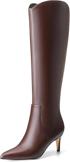 MIRAAZZURRA Kitten Heel Knee High Boots for Women Pointed Toe Low Heel Tall Boots Wide Calf Winte... | Amazon (US)