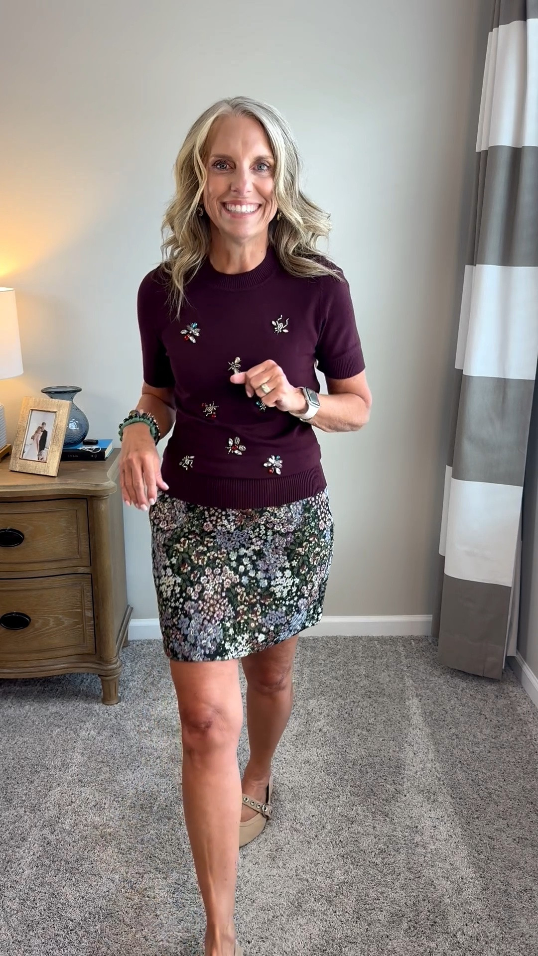 This is the cutest tapestry skirt that will be perfect going into fall. Wearing size 2 and XS sweater

#LTKgrwm #LTKCon #LTKOver40