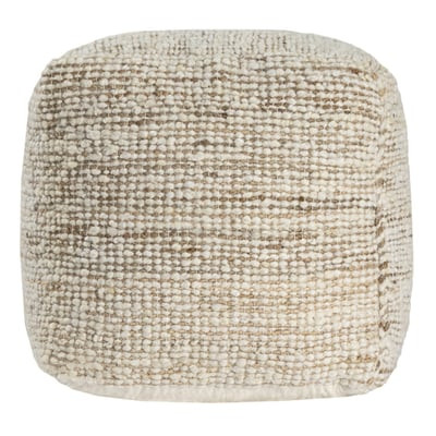 Briar Pouf Paige Ivory/Natural Wool/Jute Handmade Striped | Rugs Direct
