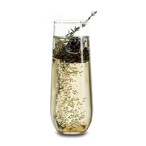 Libbey 228 Stemless Champagne Flutes Glass Set of 12, Elegant 8.5 Oz Flute Glasses for Champagne, Clear Fluted Glassware | Amazon (US)