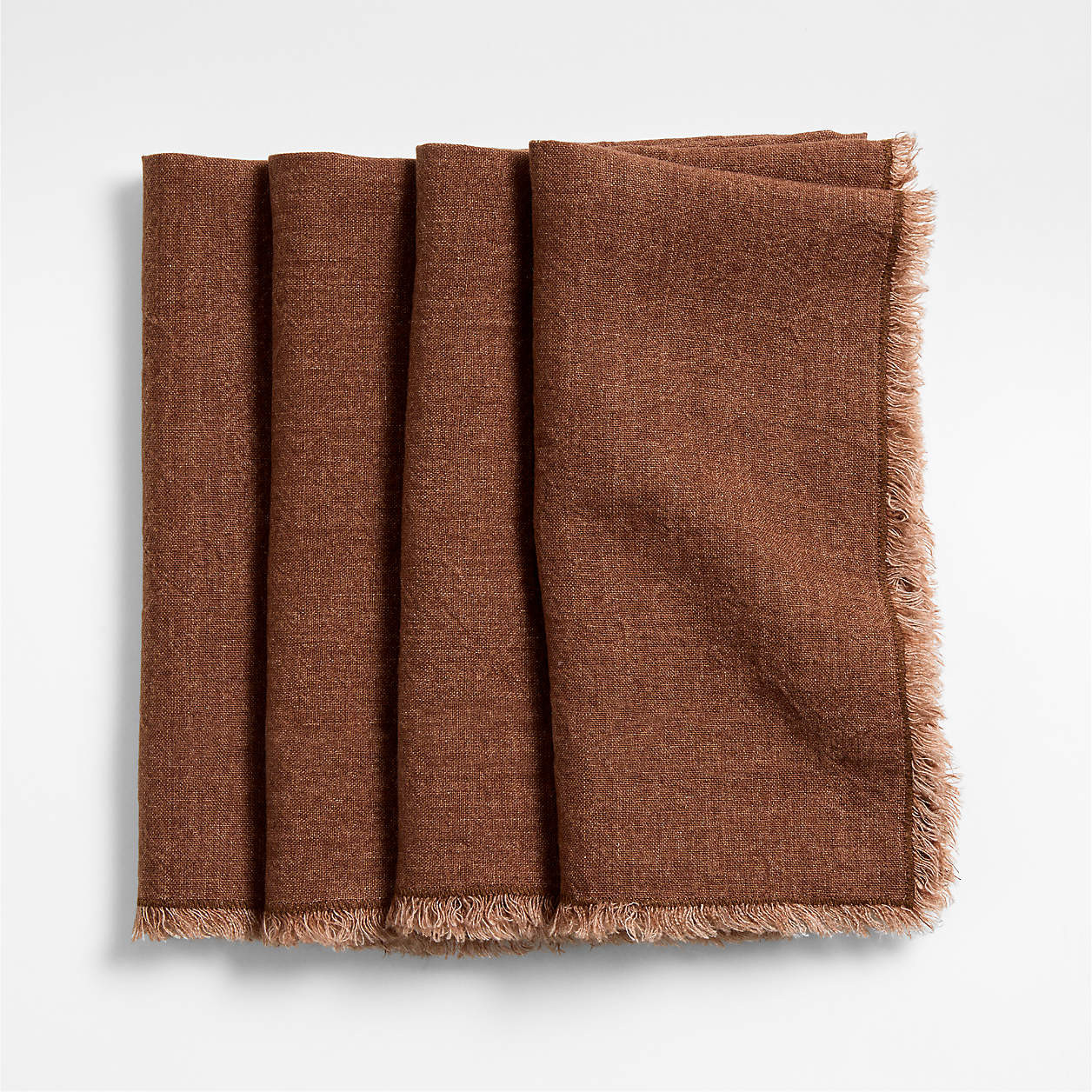 Washed Spice Orange Linen Napkin with Fringe Trim, Set of 4 + Reviews | Crate & Barrel | Crate & Barrel