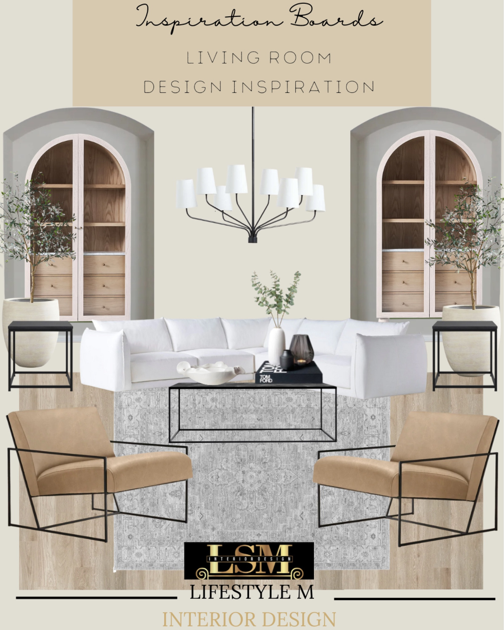 IG + Tik Tok featured look of the day! Want to recreate the look you saw on tik tok? Shop the pieces below. Brown metal frame accent chair, white sectional sofa, grey rug, black metal frame coffee table, black metal frame side table, white vase, white tree planter pot, faux fake tree, faux fake plant, white decor bowl, white cabinets, living room chandelier. 

#LTKstyletip #LTKhome #LTKFind