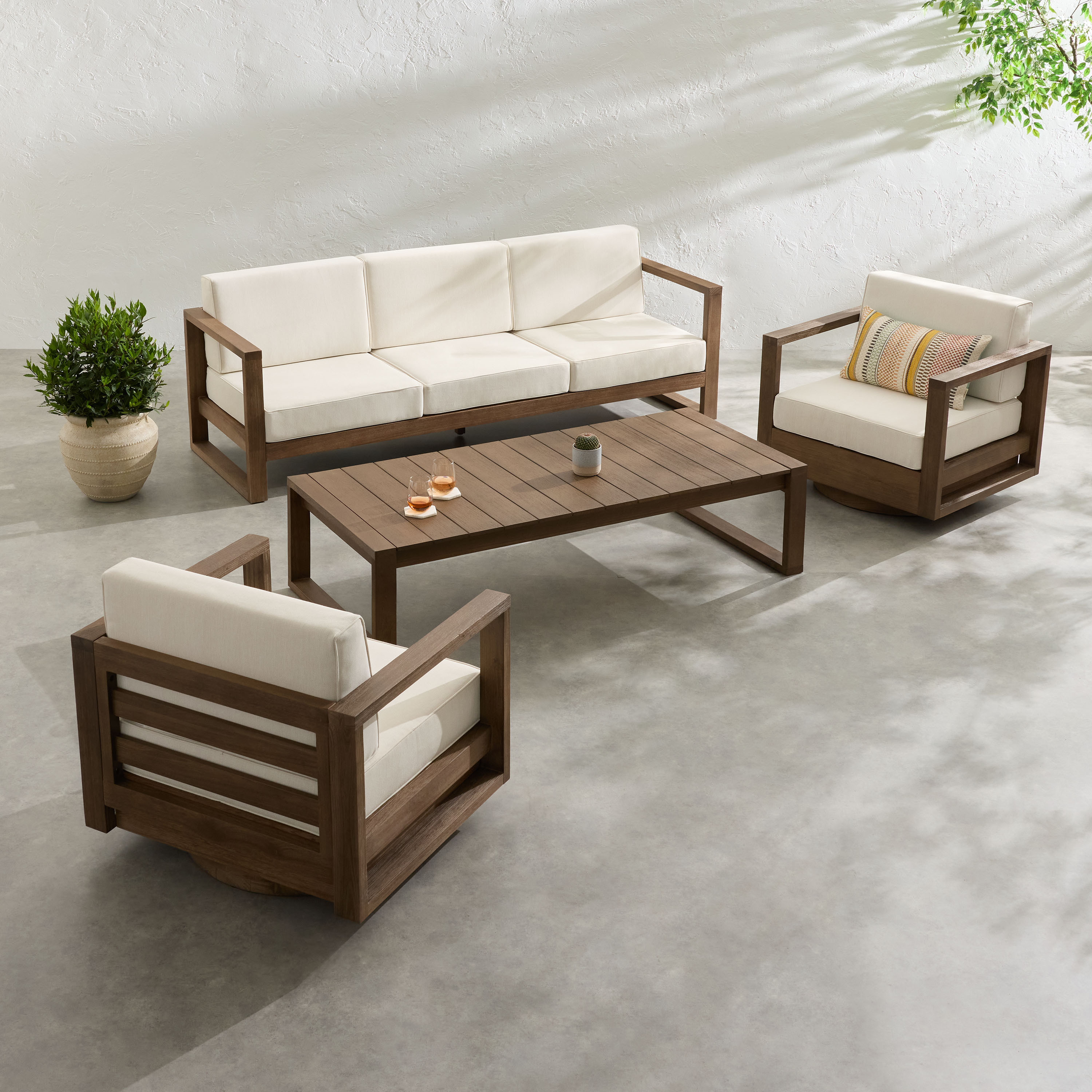 Segovia 4 Piece Furniture Set with Swivel Chairs and Couch | World Market