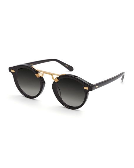 KREWE STL Nylon Round Acetate Sunglasses | Neiman Marcus