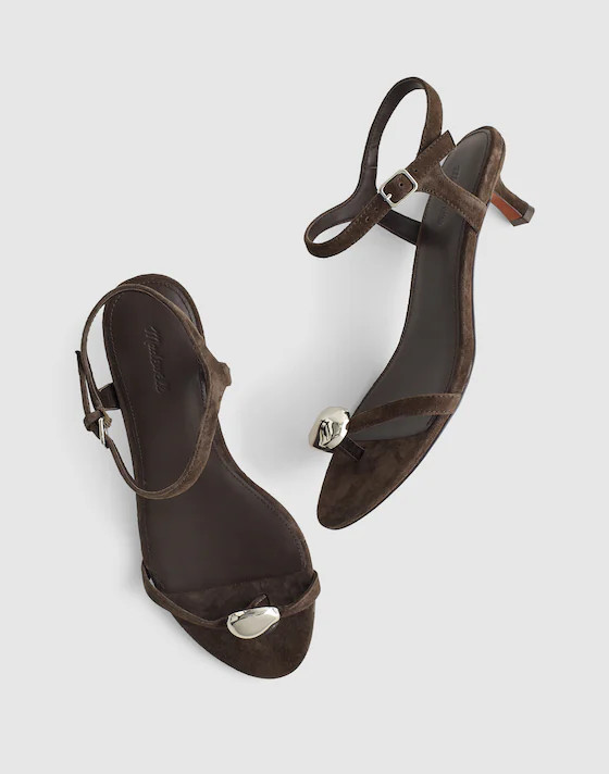 The Mila Sculpted Hardware Thong Sandal in Suede | Madewell