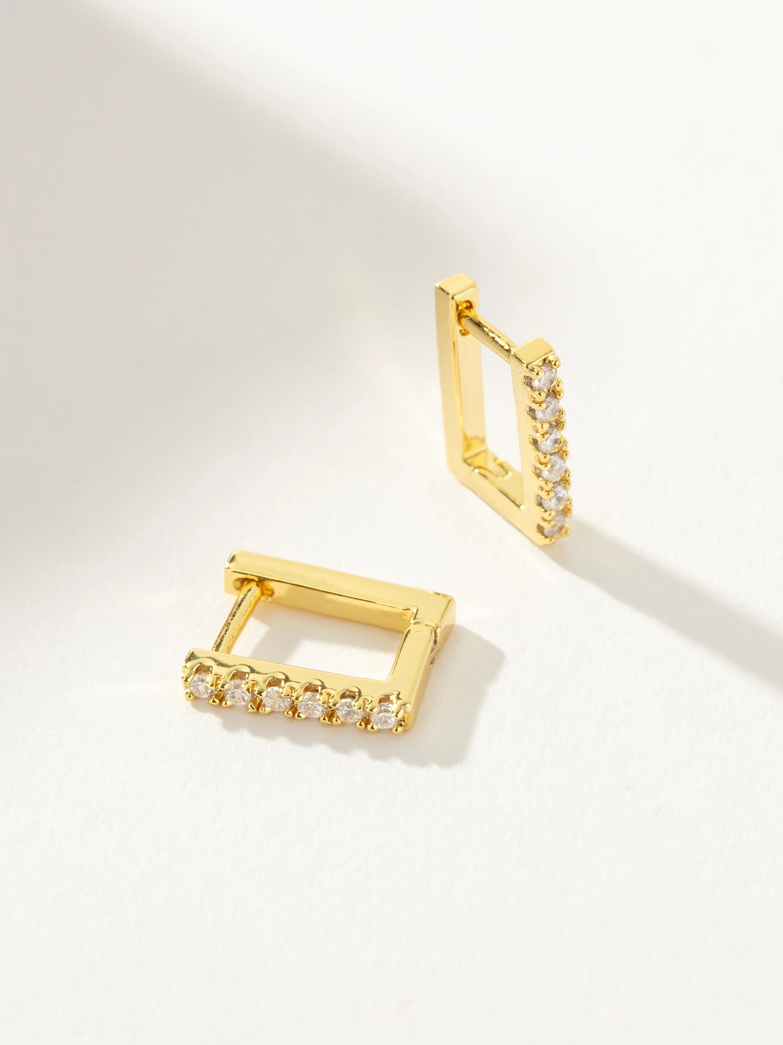 Ryman Huggie Earrings in Gold | Rectangle + Pavé | Uncommon James | Uncommon James